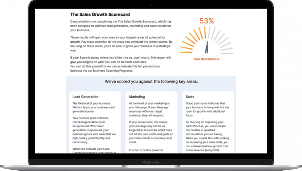 sales growth scorecard